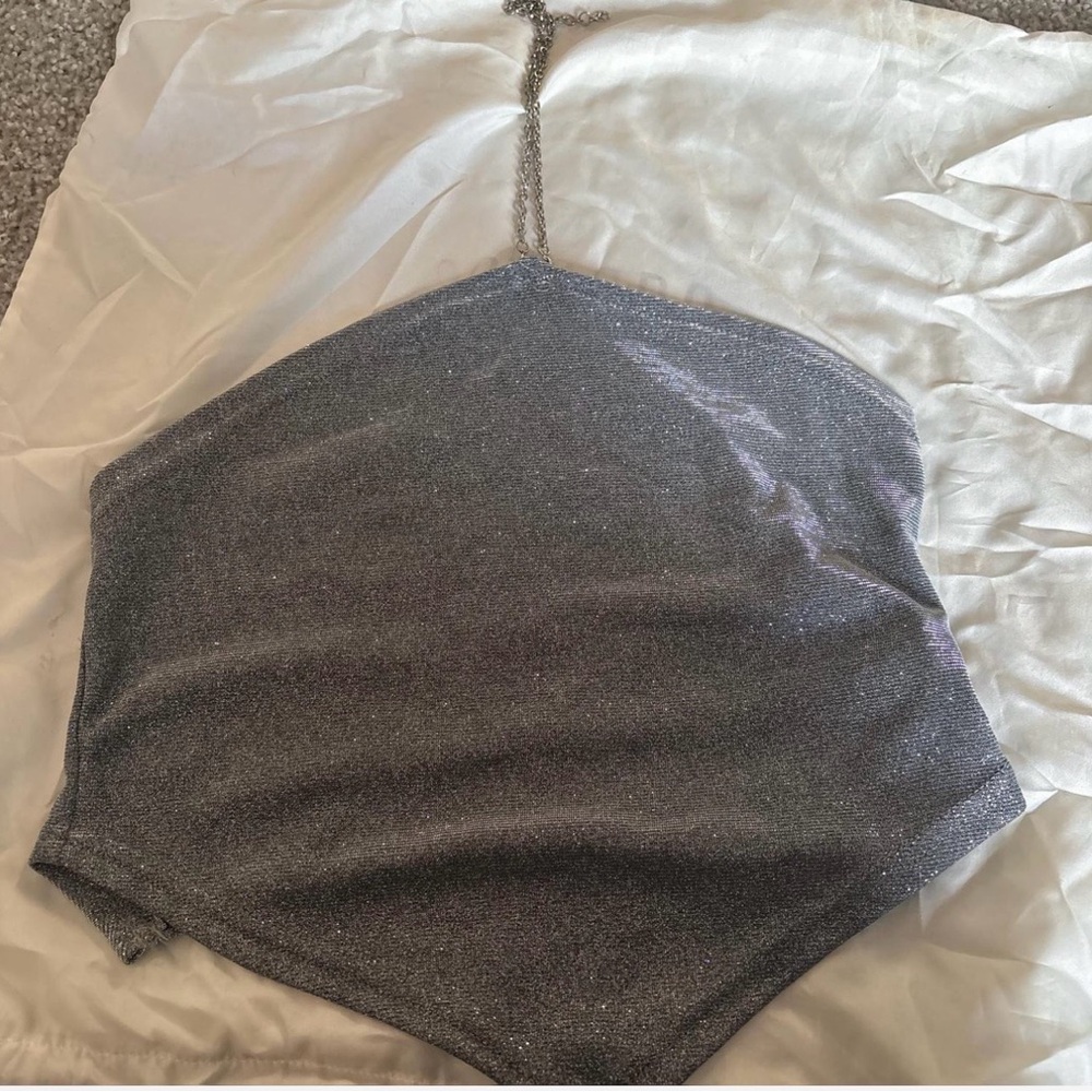 SHEIN Silver Glitter Crop Top